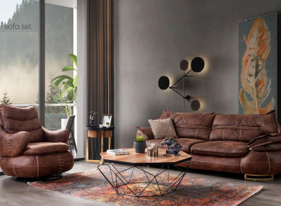 Luxury US Western Sofa set Couch Loft Furniture 3+1 Seater Sofa Armchair 2-pcs. new