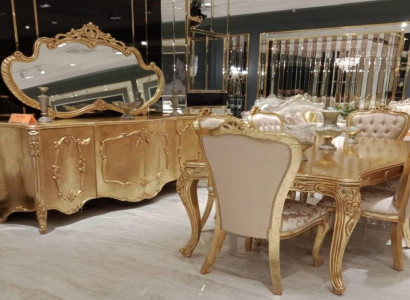 Luxury suite set 9 pieces. Dining room Dining table Chair Chest of drawers Mirror Dining Table new