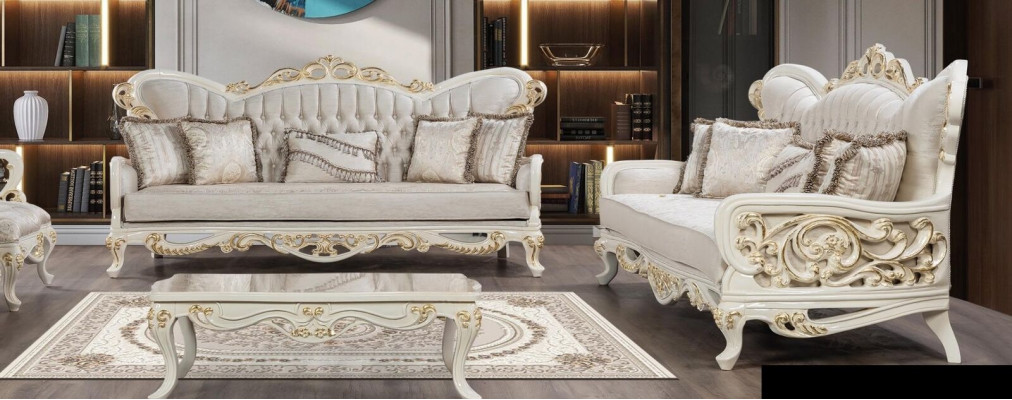 Sofa set 3+3 Seater Baroque Sofas Luxury Set Suite Living room Rococo Furniture