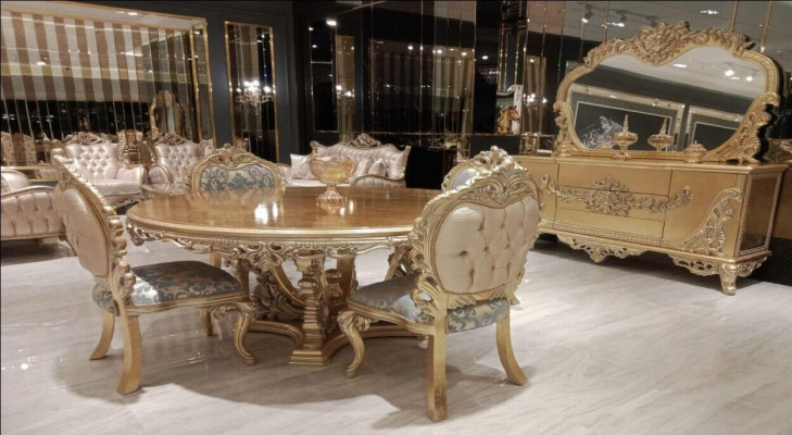 Luxury Suite Set Dining room Dining table Chair Chest of drawers Mirror Chairs Table 7pcs.