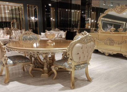 Luxury Suite Set Dining room Dining table Chair Chest of drawers Mirror Chairs Table 7pcs.