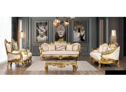 Sofa set Sofa Seater Coffee table Armchair Sofas Set Fabric Baroque Seat 5pcs. new