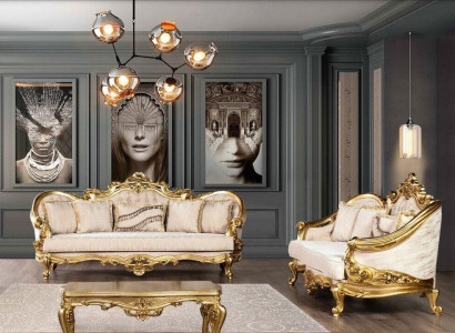 Luxury Sofa set 3+3 Seater Armchair Sofas Set Fabric Baroque Seat Group Suite