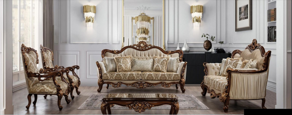 Suite Set 5-piece Sofa set 3+3+1+1 Seater Coffee table Sofa Baroque Rococo new