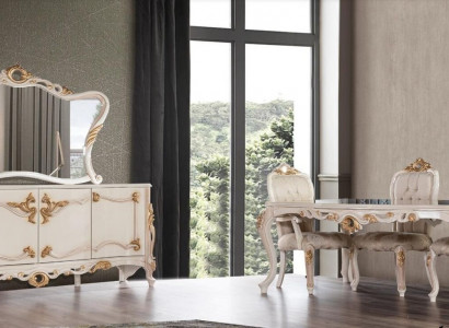 Suite set 7 pieces. Dining room Dining table Chair Sideboard Mirror Dining Chairs Tables