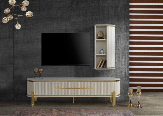 Luxury tv wardrobe television stand chest of drawers sideboard sideboard wall unit 2 pieces new