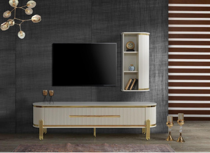 Luxury tv wardrobe television stand chest of drawers sideboard sideboard wall unit 2 pieces new
