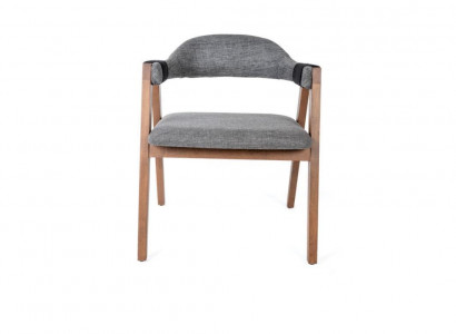 Modern Armchair Chair 1x Dining room Real Wood Lounge Seat Upholstered Chair Textile