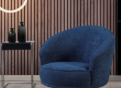 Armchair Luxury Single Seater Couch Textile Sofa Upholstered furniture Coucher BlaFabric  Textile