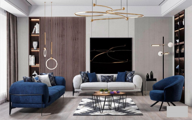 Luxury Three Seater Sofa 3 Seater Sofas Seat Design Modern Furniture Couches Blue new