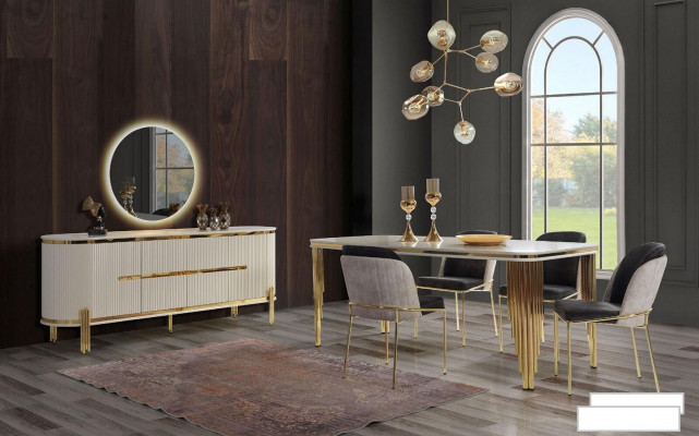 Metal Furniture Dining room Suite Table Chair Set Chest of drawers Dining set Chairs 6pcs.