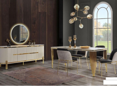 Metal Furniture Dining room Suite Table Chair Set Chest of drawers Dining set Chairs 6pcs.
