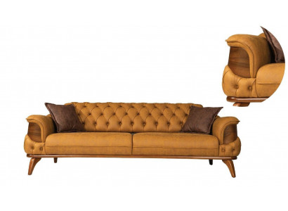 Three Seater Sofa Leather Couches Sofas Luxury Couch Chesterfield Western USA Yellow