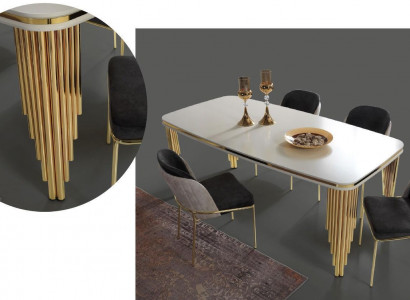Dining set luxury dining table 4x chairs dining set table stainless steel complete set 5 pieces