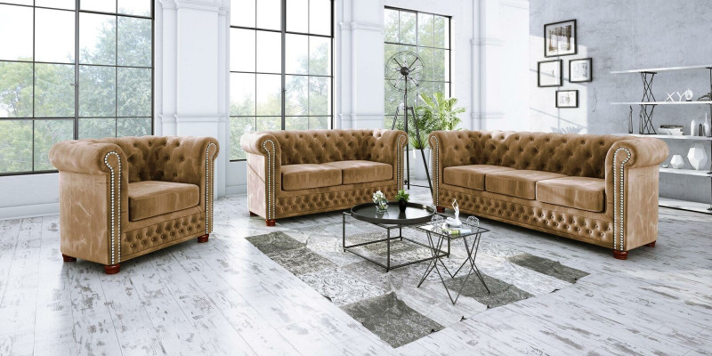 Design Sofa 3 Seater Chesterfield Fabric Couch Upholstery Sofas Textile Couches new