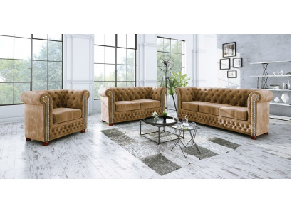 Design Sofa 3 Seater Chesterfield Fabric Couch Upholstery Sofas Textile Couches new