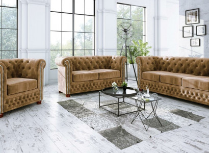 Design Sofa 3 Seater Chesterfield Fabric Couch Upholstery Sofas Textile Couches new