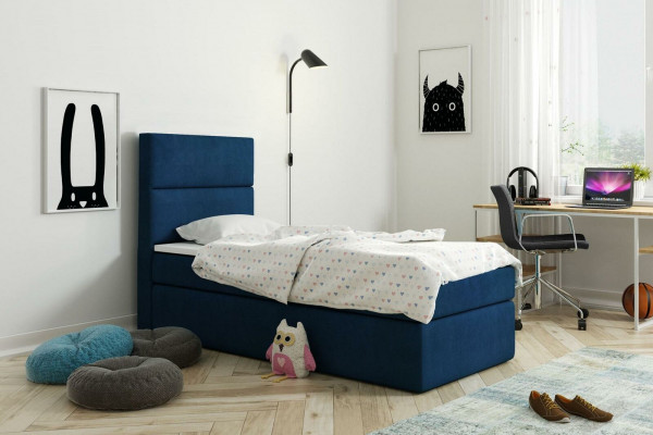 Bed Boxspring Blue Design Bed Big Upholstery Hotel Ehe Luxus Beds 80x200cm new