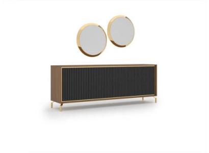 Dining room Modern Dining set Sideboard with 2x Mirror Luxury Wood Furniture