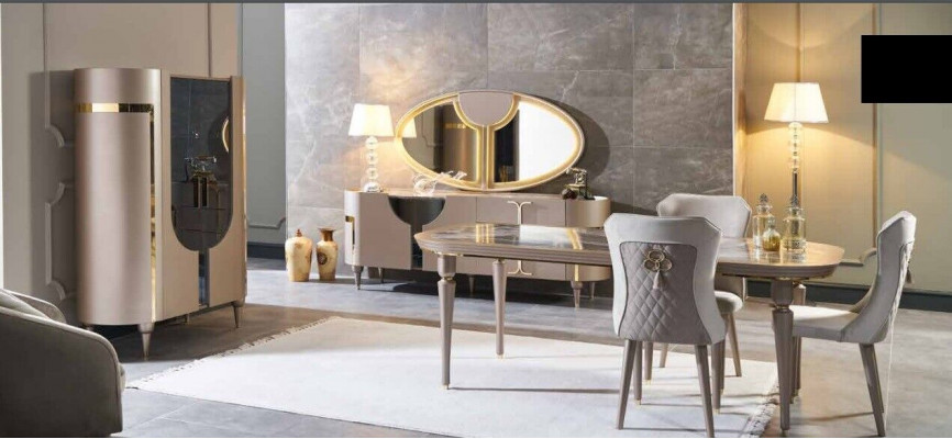 Design Dining room Set 8pcs Dining table Chair Chest of drawers Display case Mirror Dining Tables Wood