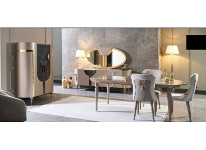 Design Dining room Set 8pcs Dining table Chair Chest of drawers Display case Mirror Dining Tables Wood