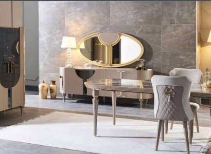 Design Dining room Set 8pcs Dining table Chair Chest of drawers Display case Mirror Dining Tables Wood