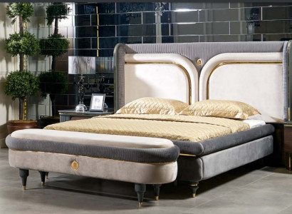 Bed 2x Bedside table 3 pieces. Set Beds Double bed Bedroom Hotel Ehe Luxus new