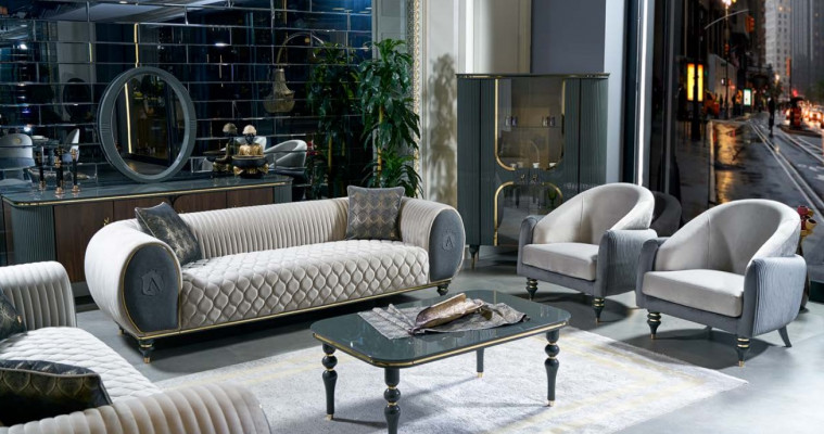 Design Sofas Upholstery Couches Fabric Relax Modern Sofa set 3+1+1 Seater Set