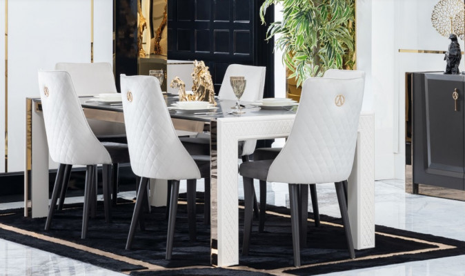 Upholstery Textile Fabric Dining set Suite Set Complete Design Recliner 6x Chairs