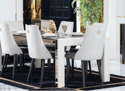 Upholstery Textile Fabric Dining set Suite Set Complete Design Recliner 6x Chairs