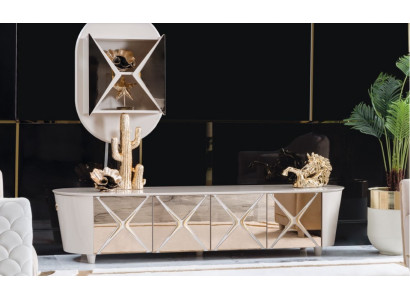 Living room Chests of drawers Wood Low Board Shelf Gold new 2tlg Sideboard Shelves Chest of drawers