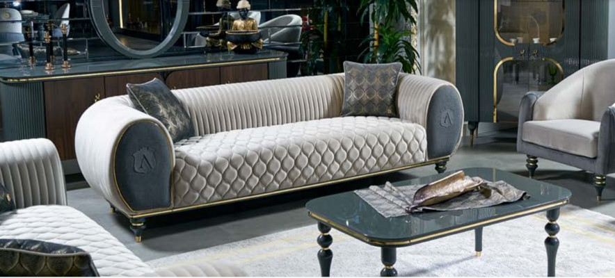 Three Seater Sofa 3 Seater Fabric Luxury Couch Sofa Big Upholstery 230cm Designer