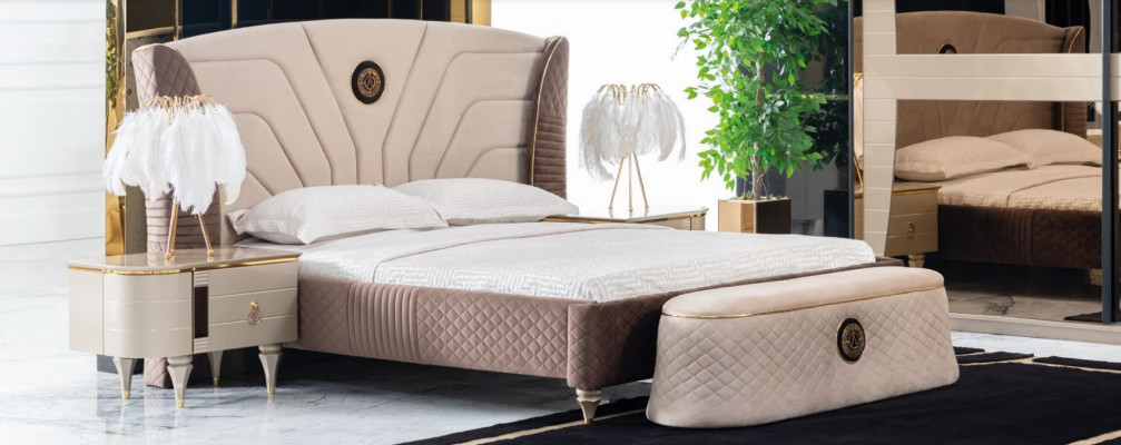 Bedroom Double bed 160x200cm Luxury Bed 2x Bedside table 3pcs. Set beds new
