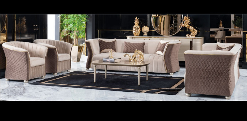 Modern luxury elegant seating set 3+3+1+1 seater design sofas upholstered furniture sofas