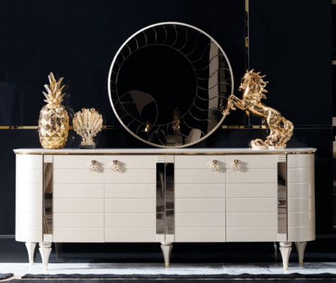 Wood Chests of drawers Sideboard Furniture Wardrobe Suite Set 2pcs Chest of drawers Mirror Group