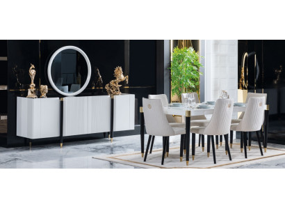 Dining table 6 Chairs Chest of drawers Mirror Complete's Dining room Suite 9pcs new Set