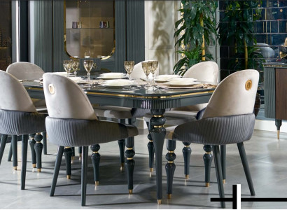 Dining room Suite Lehn Velvet Textile Chair 6x Chairs Group Set Living Wood Genuine