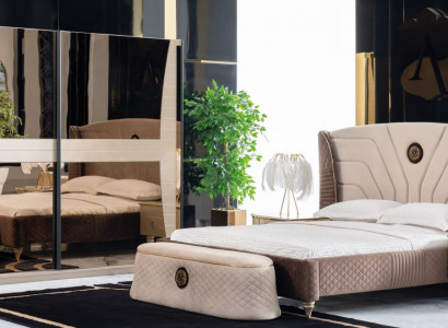 Luxury Set Bedroom Bed Bedside table Chest of drawers Stool Group Suite new 5-piece.