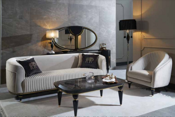 Sofa set 3+1 Seater Coffee table Textile Suite Design Modern 3-piece Furniture new