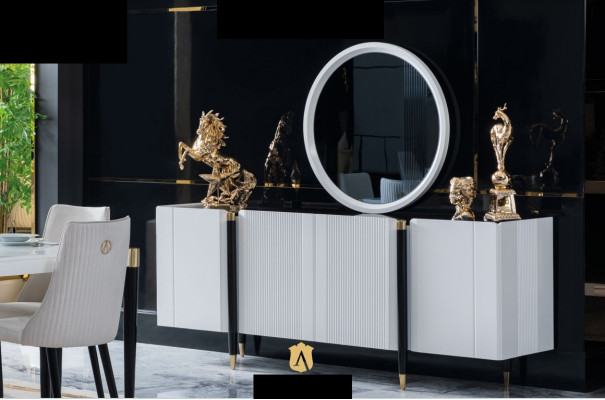 Chest of drawers Mirror Chests of drawers Console Furniture Italian Style Suite Set 2pcs