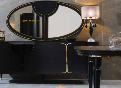 Chests of drawers Sideboard Furniture Wardrobe Suite Set 2pcs Chest of drawers Mirror Group Wood