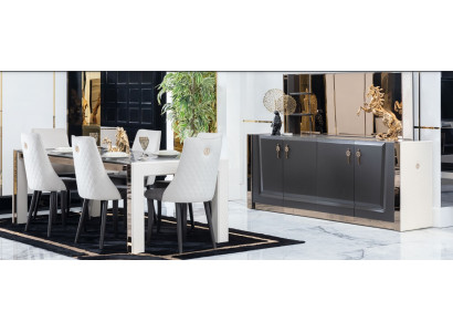 Dining room Suite Table 6x Chair Chest of drawers Mirror Italian Stil Group new
