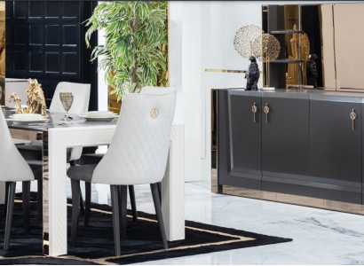 Dining room Suite Table 6x Chair Chest of drawers Mirror Italian Stil Group new