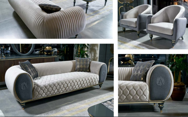 Design Sofas Upholstery Couches Fabric Relax Modern Sofa set 3+1+1 Seater Set