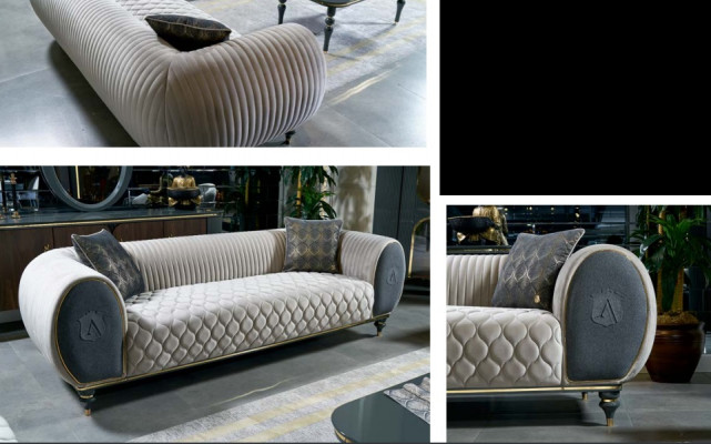 Three Seater Sofa 3 Seater Fabric Luxury Couch Sofa Big Upholstery 230cm Designer