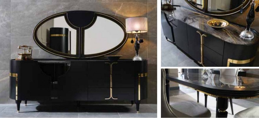 Chests of drawers Sideboard Furniture Wardrobe Suite Set 2pcs Chest of drawers Mirror Group Wood