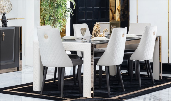 Dining room Suite Table 6x Chair Chest of drawers Mirror Italian Stil Group new