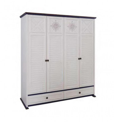 Bedroom Childrens room Set Modern Wardrobe Chest of drawers Table Wood White new 5pcs.