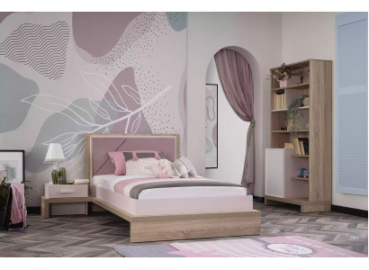Children's furniture suite children's bed children's room bed wood pink set 3 pieces