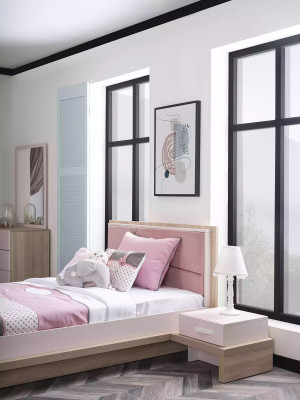 Children's furniture suite children's bed children's room bed wood pink set 3 pieces